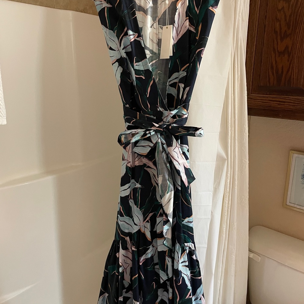 NWT Tory Burch maxi dress, water color floral pattern, wrap dress